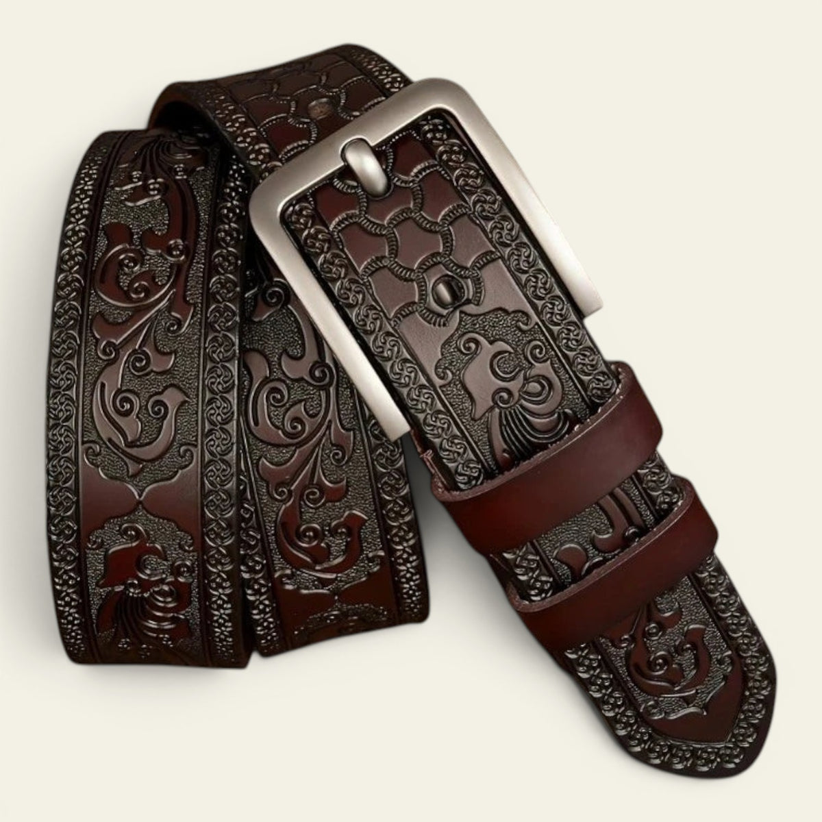 Océane - Ceinture western large en cuir gravé