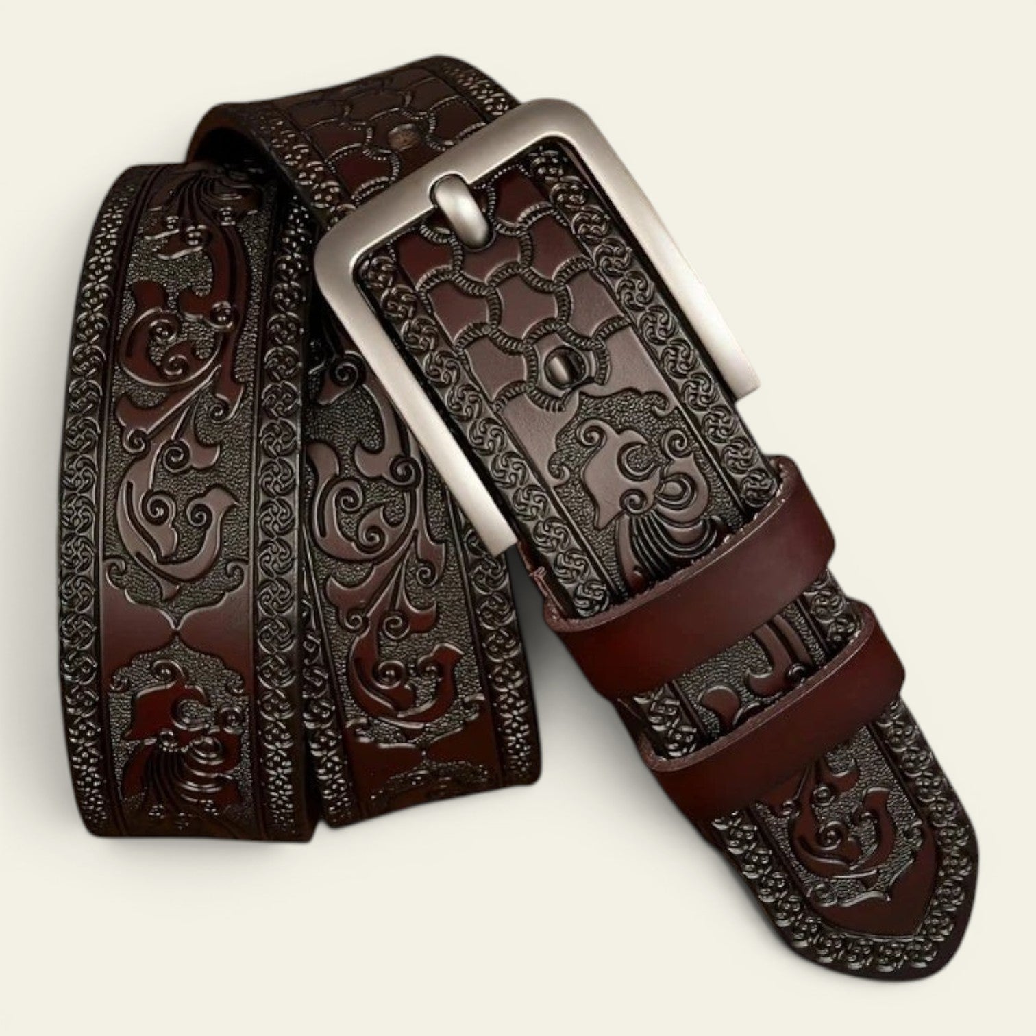 Océane - Ceinture western large en cuir gravé