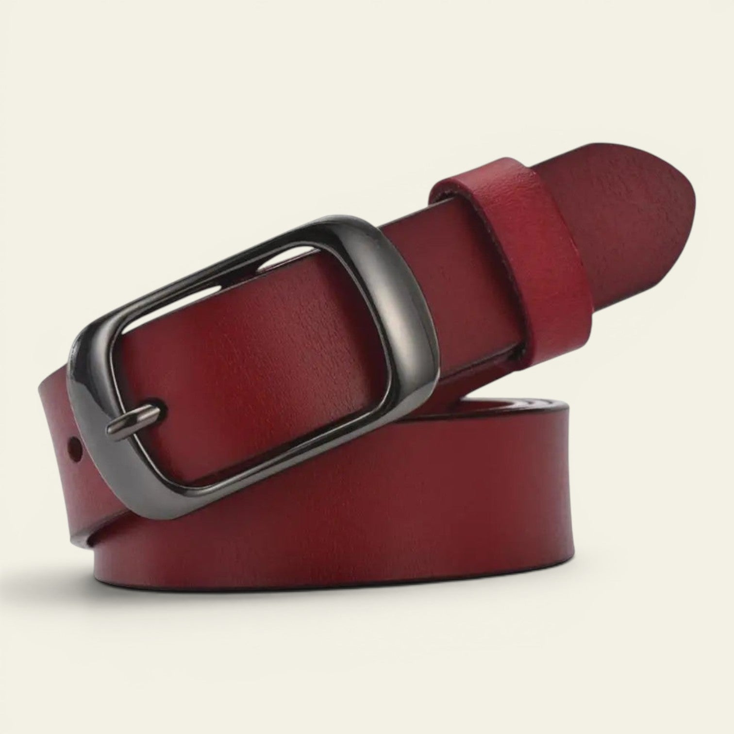 Fiona - Ceinture en cuir à boucle rectangulaire noir mat