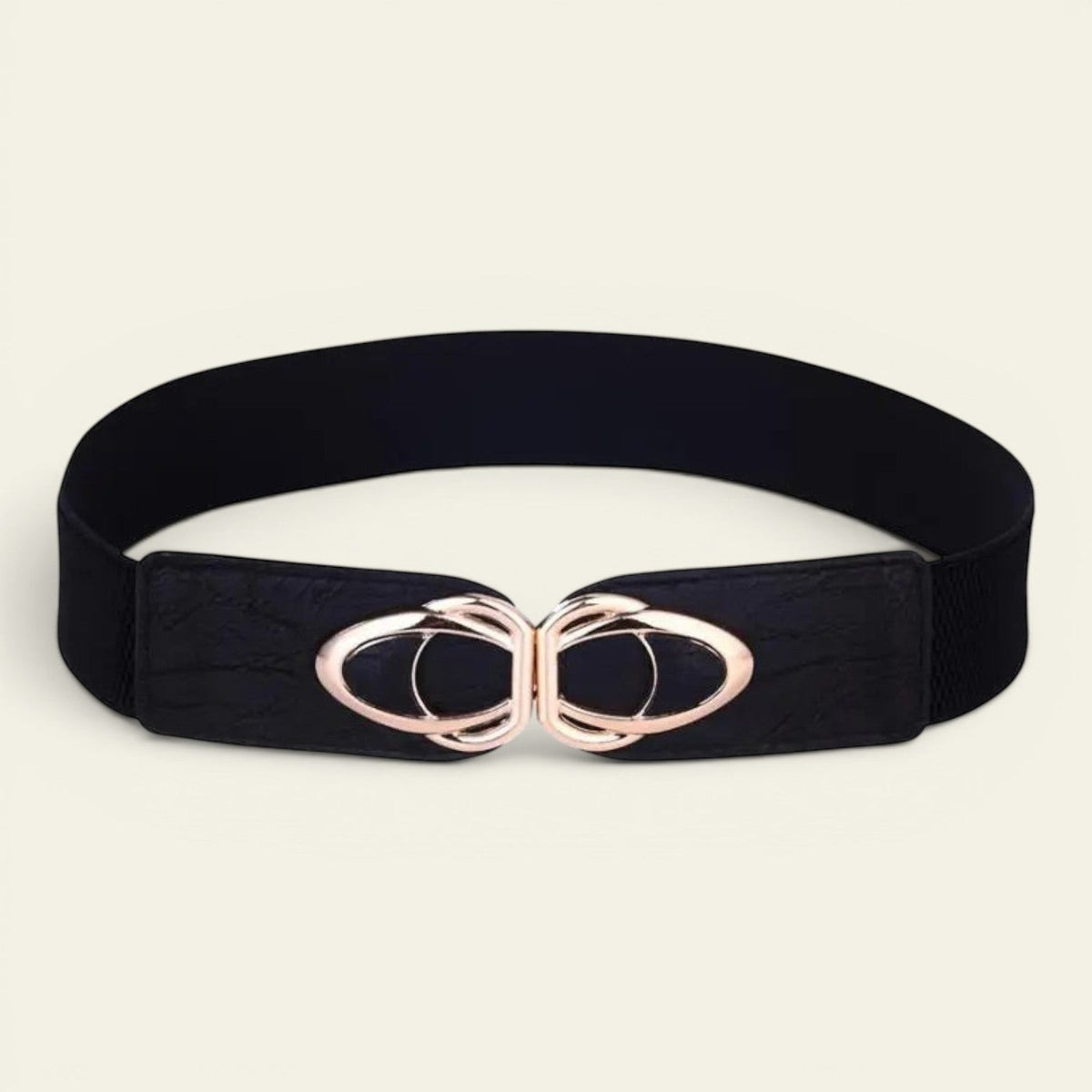 Valentine - Ceinture large élastique à double anneaux dorés