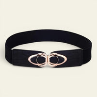 Valentine - Ceinture large élastique à double anneaux dorés