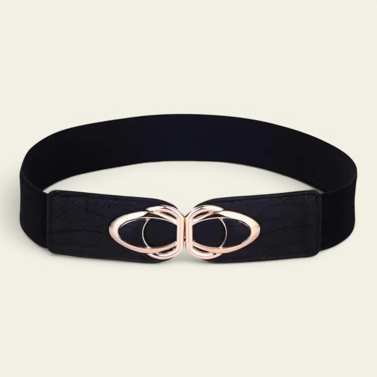 Valentine - Ceinture large élastique à double anneaux dorés