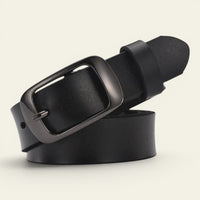 Fiona - Ceinture en cuir à boucle rectangulaire noir mat