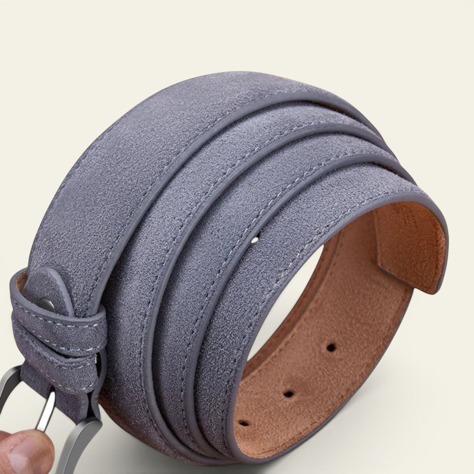 Charlotte - Ceinture en cuir et daim à boucle argentée