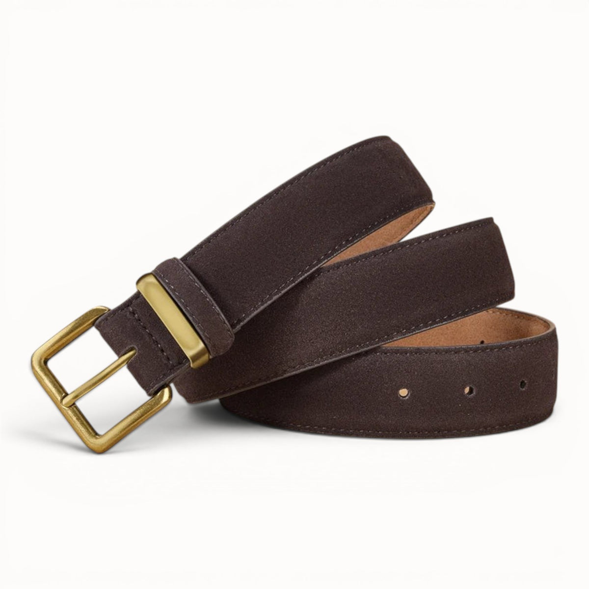 Adèle - Ceinture en daim et cuir à boucle dorée vintage
