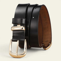 Angélique - Ceinture classique en cuir à boucle dorée