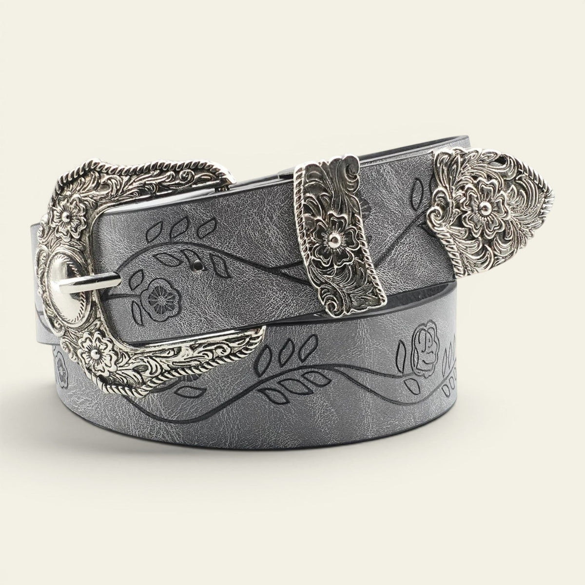 Ninon - Ceinture large western à boucle ciselée bicolore