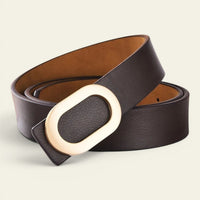Perrine - Ceinture large en cuir à boucle ovale dorée