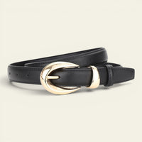 Armelle - Ceinture fine en cuir à boucle dorée