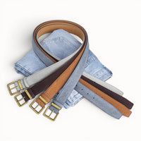 Adèle - Ceinture en daim et cuir à boucle dorée vintage