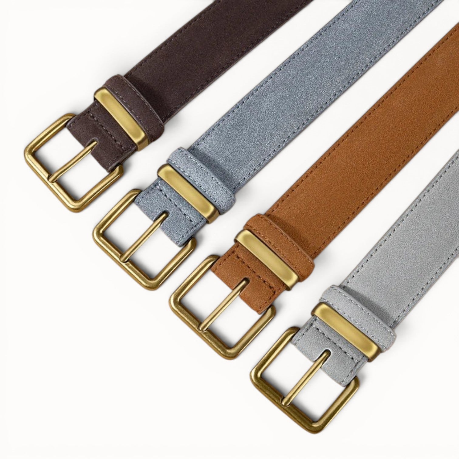 Adèle - Ceinture en daim et cuir à boucle dorée vintage