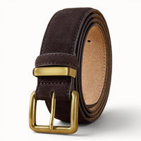 Adèle - Ceinture en daim et cuir à boucle dorée vintage