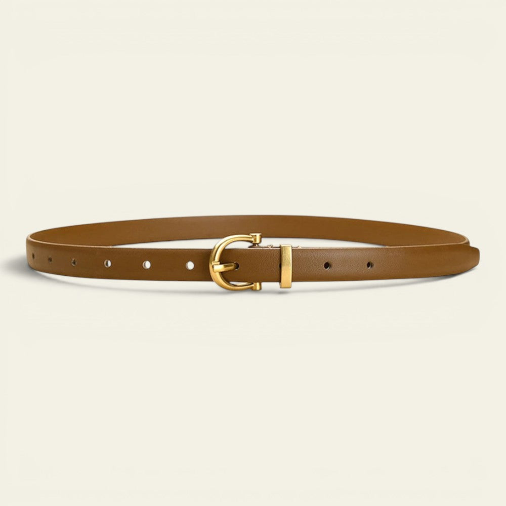 Clémence - Ceinture fine en cuir à boucle laiton