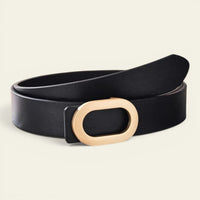 Perrine - Ceinture large en cuir à boucle ovale dorée