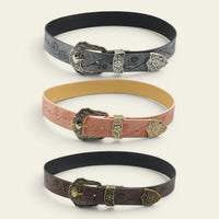 Ninon - Ceinture large western à boucle ciselée bicolore