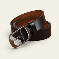 Fiona - Ceinture en cuir à boucle rectangulaire noir mat