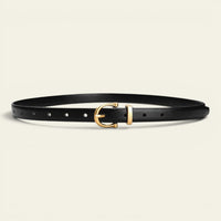 Clémence - Ceinture fine en cuir à boucle laiton