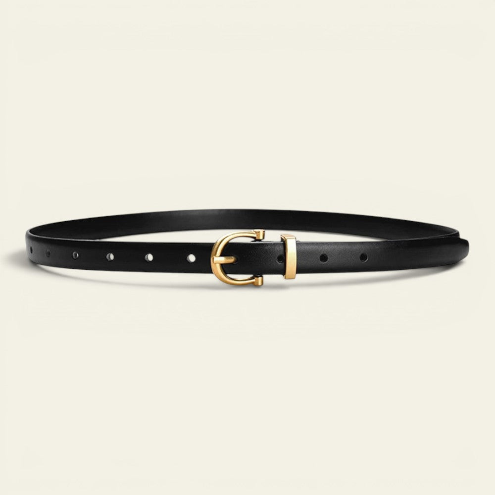Clémence - Ceinture fine en cuir à boucle laiton