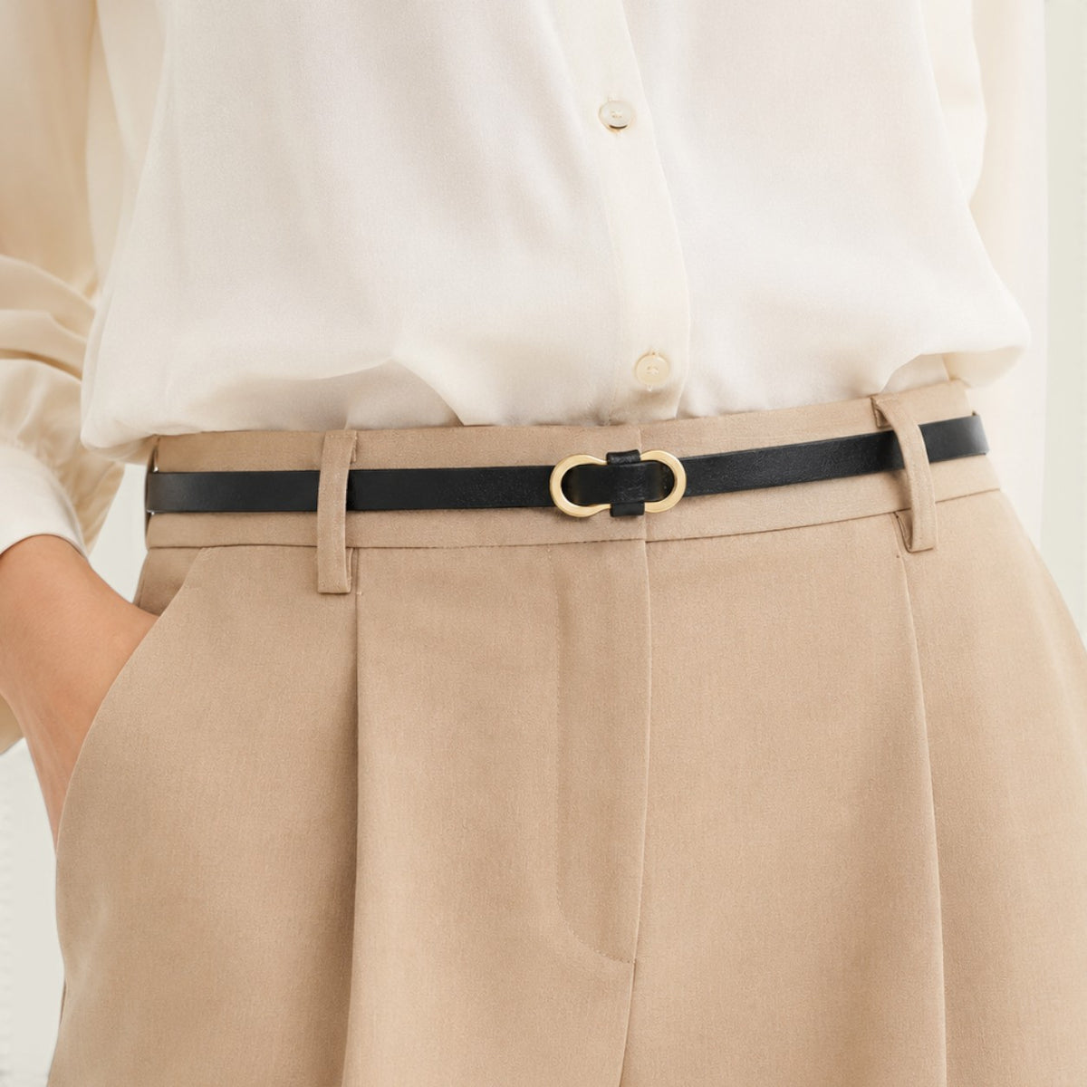 Aurore - Ceinture ultra-fine à boucle anneau doré