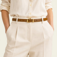 Clémence - Ceinture fine en cuir à boucle laiton