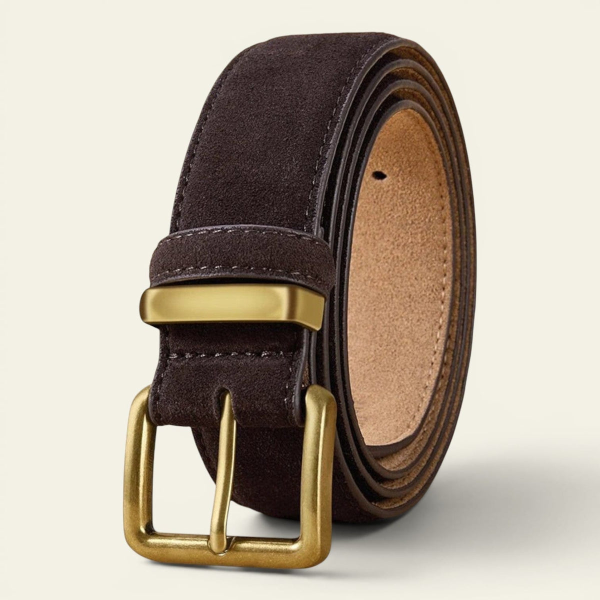 La Ceinture Pour Femme Adèle - Ceinture en daim et cuir à boucle dorée vintage