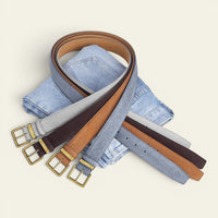 La Ceinture Pour Femme Adèle - Ceinture en daim et cuir à boucle dorée vintage