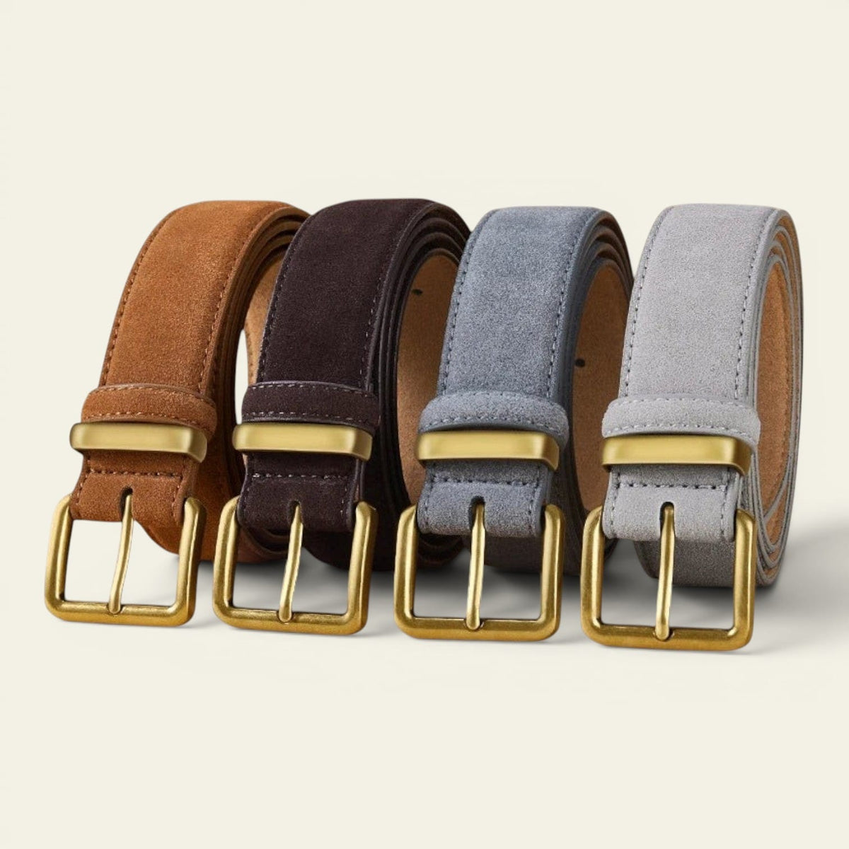 La Ceinture Pour Femme Adèle - Ceinture en daim et cuir à boucle dorée vintage