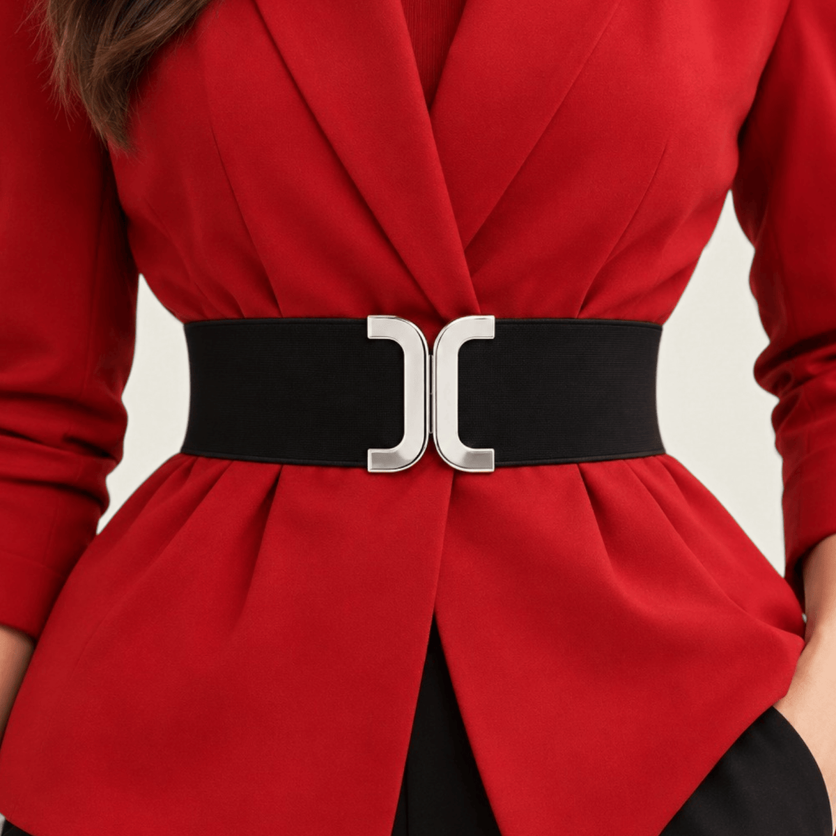 La Ceinture Pour Femme Adrienne - Ceinture corset large en cuir à fermoir argenté