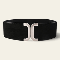 La Ceinture Pour Femme Adrienne - Ceinture corset large en cuir à fermoir argenté