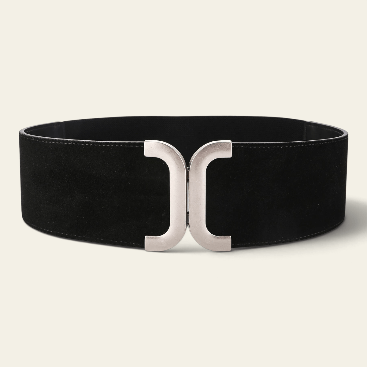 La Ceinture Pour Femme Adrienne - Ceinture corset large en cuir à fermoir argenté