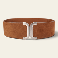 La Ceinture Pour Femme Adrienne - Ceinture corset large en cuir à fermoir argenté