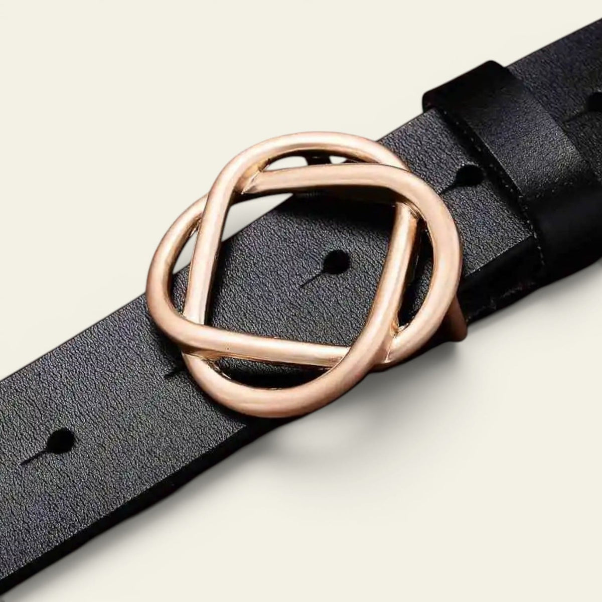 La Ceinture Pour Femme Agathe - Ceinture en cuir à boucle géométrique dorée rosée