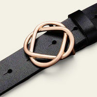 La Ceinture Pour Femme Agathe - Ceinture en cuir à boucle géométrique dorée rosée