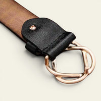 La Ceinture Pour Femme Agathe - Ceinture en cuir à boucle géométrique dorée rosée