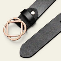 La Ceinture Pour Femme Agathe - Ceinture en cuir à boucle géométrique dorée rosée