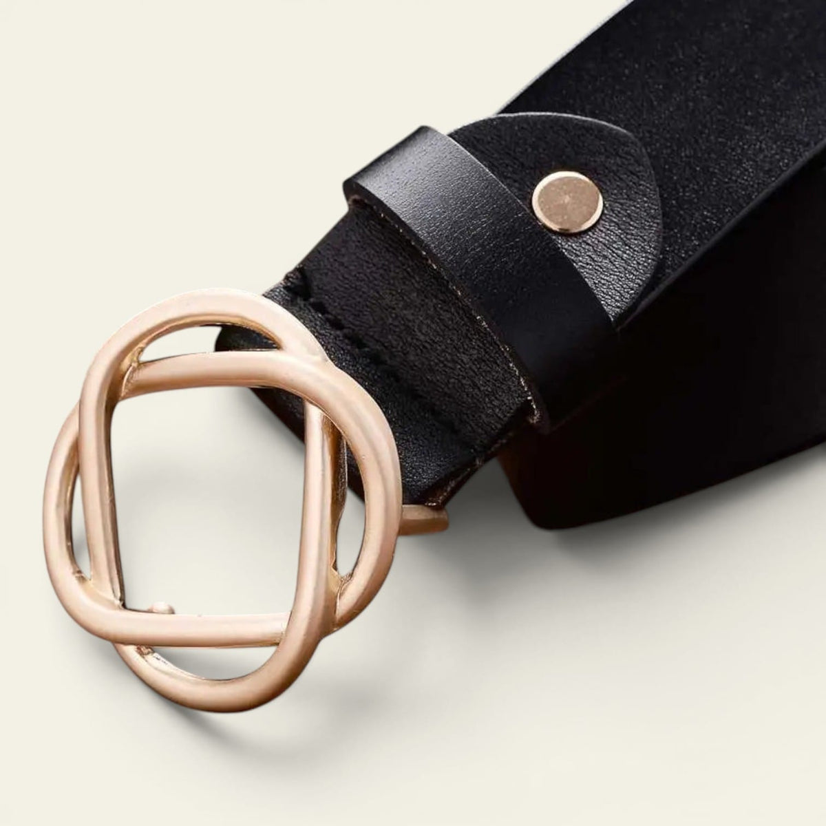 La Ceinture Pour Femme Agathe - Ceinture en cuir à boucle géométrique dorée rosée