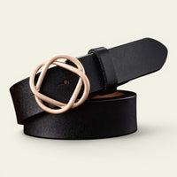 La Ceinture Pour Femme Agathe - Ceinture en cuir à boucle géométrique dorée rosée