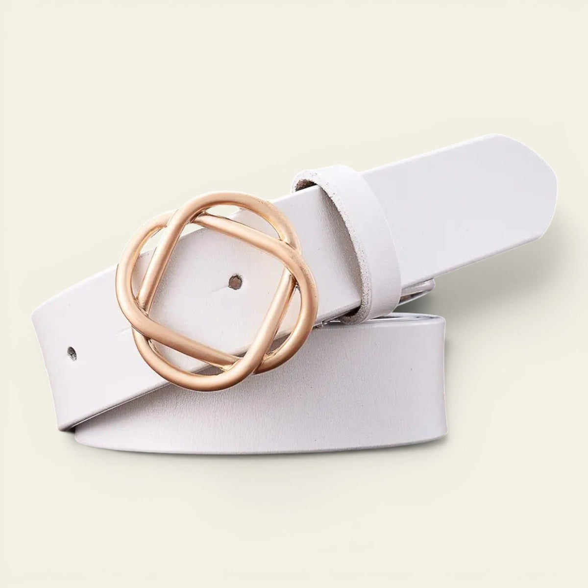La Ceinture Pour Femme Agathe - Ceinture en cuir à boucle géométrique dorée rosée