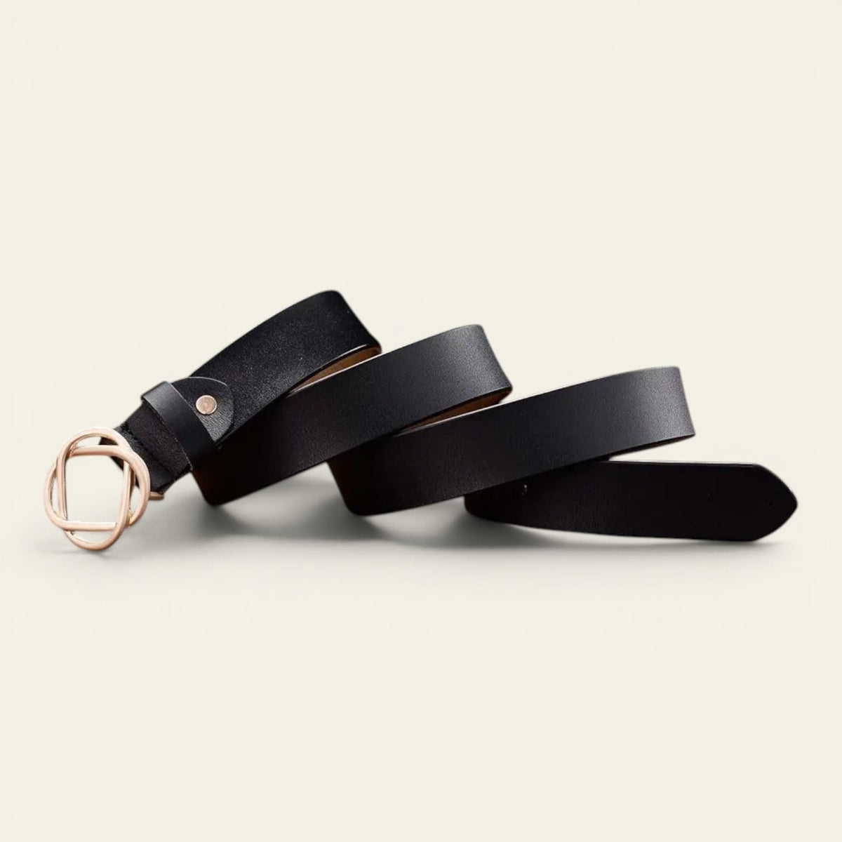 La Ceinture Pour Femme Agathe - Ceinture en cuir à boucle géométrique dorée rosée