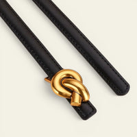 La Ceinture Pour Femme Alice - Ceinture fine en cuir à boucle nœud dorée