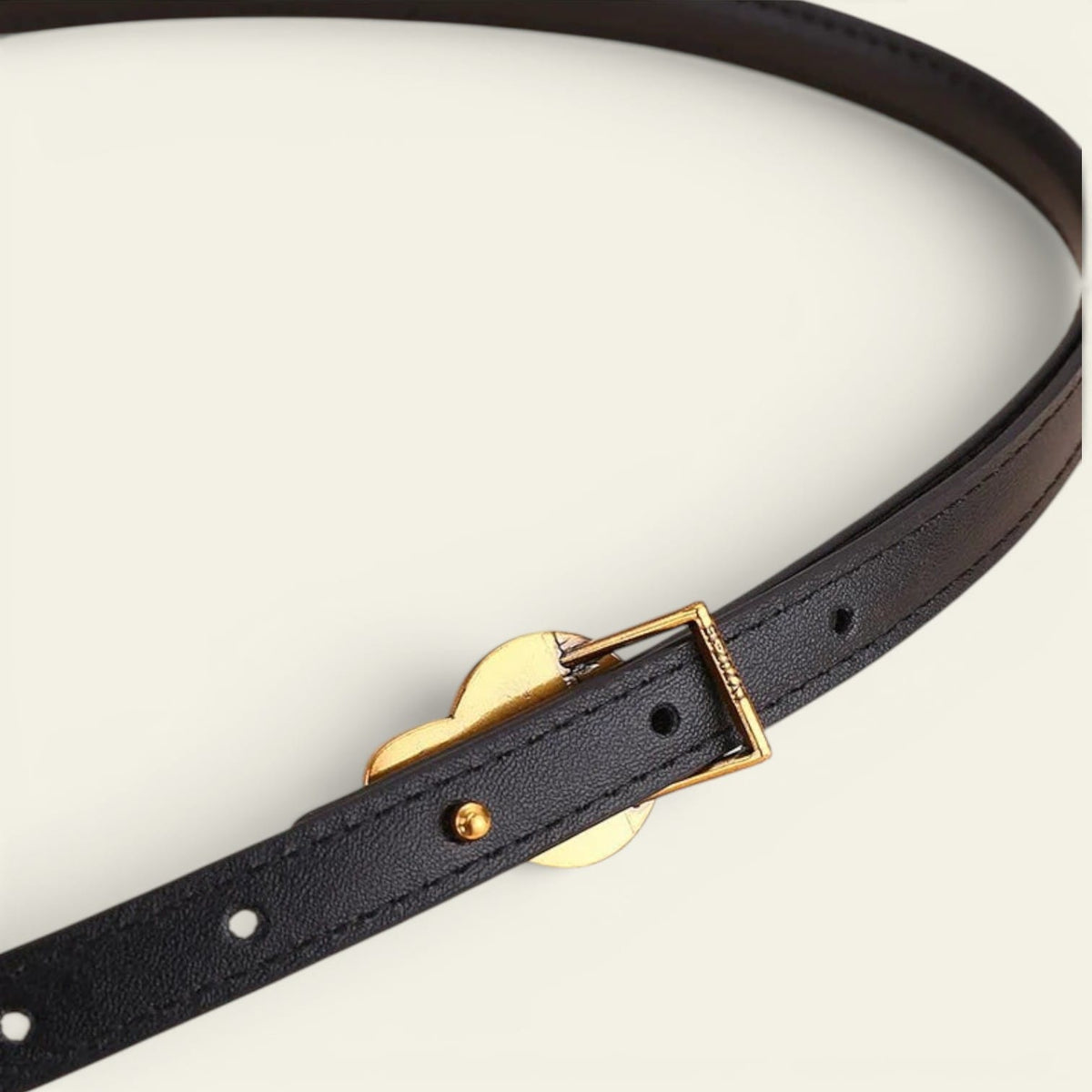 La Ceinture Pour Femme Alice - Ceinture fine en cuir à boucle nœud dorée