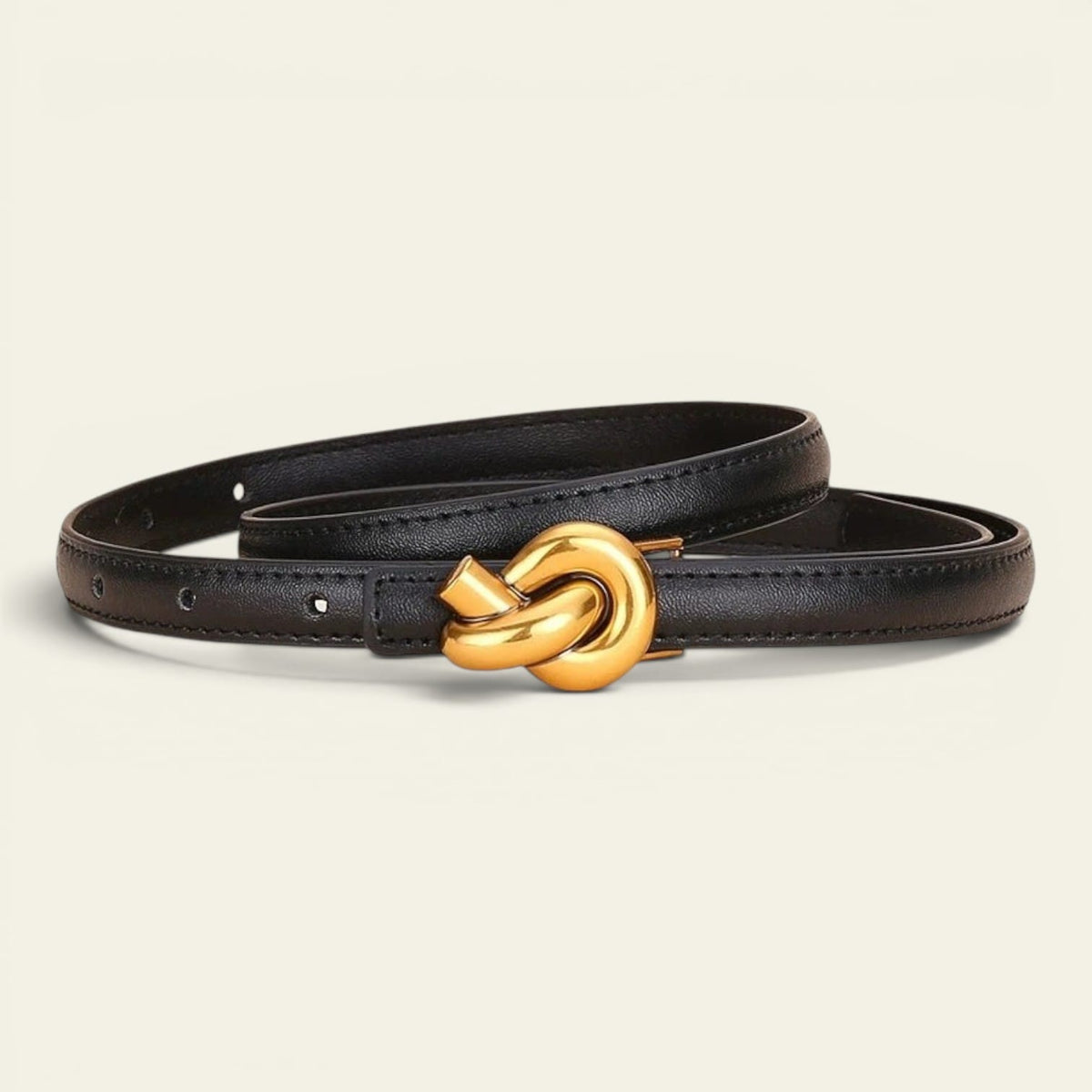 La Ceinture Pour Femme Alice - Ceinture fine en cuir à boucle nœud dorée