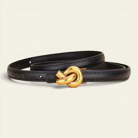 La Ceinture Pour Femme Alice - Ceinture fine en cuir à boucle nœud dorée