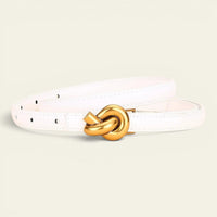 La Ceinture Pour Femme Alice - Ceinture fine en cuir à boucle nœud dorée