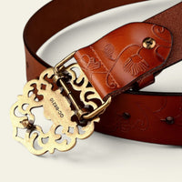 La Ceinture Pour Femme Aliénor - Ceinture en cuir gravé à boucle médaillon tournesol