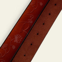 La Ceinture Pour Femme Aliénor - Ceinture en cuir gravé à boucle médaillon tournesol