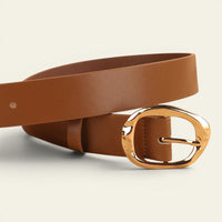 La Ceinture Pour Femme Amandine - Ceinture rétro à boucle ovale dorée