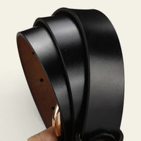 Ceinture femme classique en cuir à boucle dorée, modèle Angélique