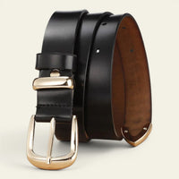 Ceinture femme classique en cuir à boucle dorée, modèle Angélique