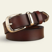 Ceinture femme classique en cuir à boucle dorée, modèle Angélique